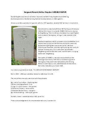 A preview of a PDF biography for Boydon, Ronald Arthur